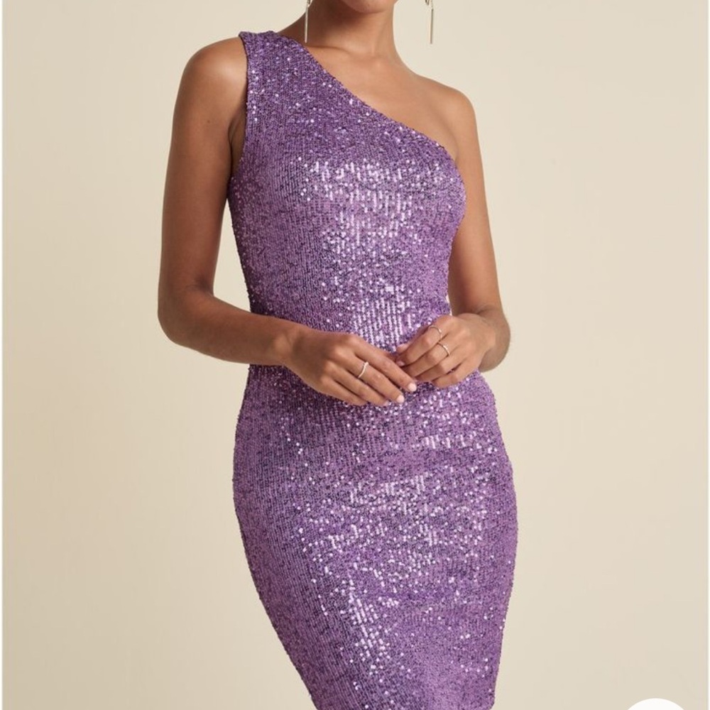 VENUS One-Shoulder Purple Sequin Dress